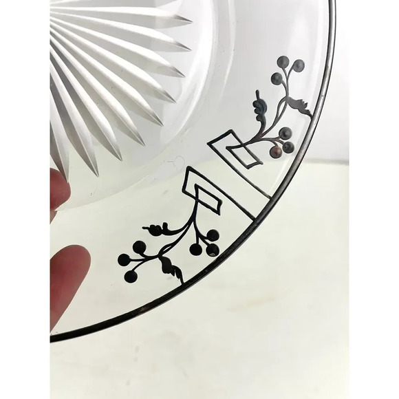 VTG Sterling Silver Overlay Starburst Etched Glass Plate 7.25" - Picture 16 of 16